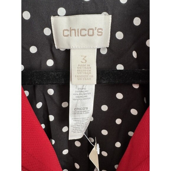 Chicos Clean Crepe Bomber Jacket Womens Size 3 XL Carmine Red Full Zip Polka Dot - Picture 3 of 6